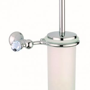 מחזיק מברשת אסלה זכוכית כרום סוורובסקי איטליה BAGNO FO223 swarovsky