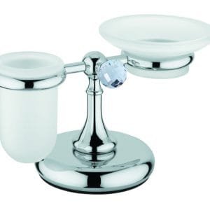 סבוניה + כוס מונח כרום איטליה BAGNO FOS773 swarovsky