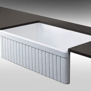 כיור מטבח 84 חרס פסים לבן  רומא